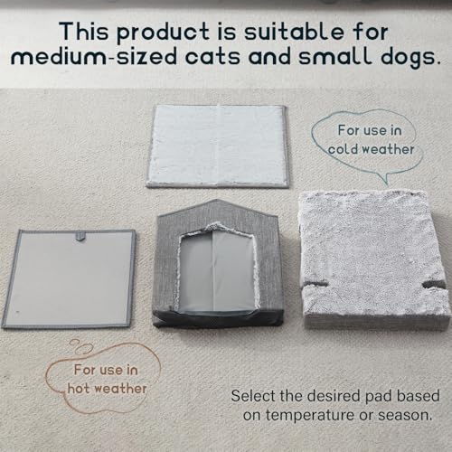 Cat Beds for Indoor Cats (Gray / 13.7"D x 13.4"W x 16"H)