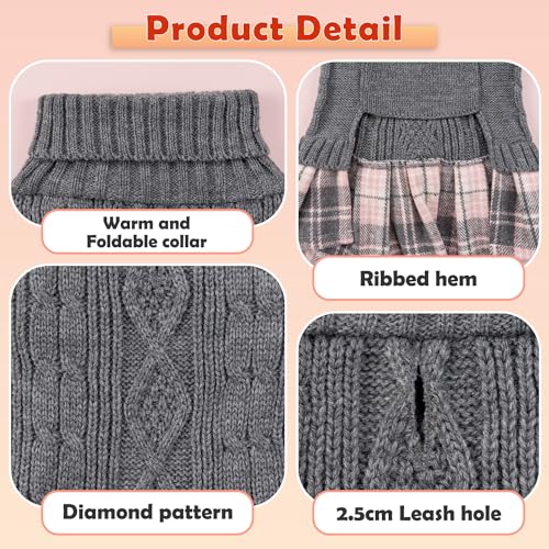 Small Dog Sweater Dress with Bowtie Turtleneck (Small (5-8lbs) / Grey)