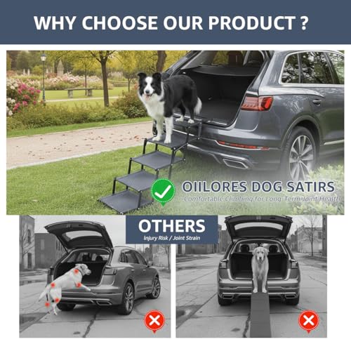 Foldable Dog Stairs for Large Dogs (5 Steps)