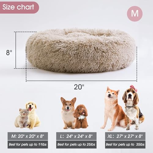 Western Home Calming Donut Cat Bed Small Dog Bed Washable (Brown / 20.0"l x 20.0"w x 6.0"th)