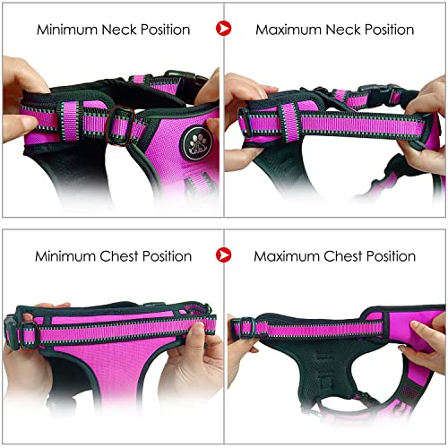 Reflective Dog Harness for Large Dogs (Fuchsia Pink / Large)