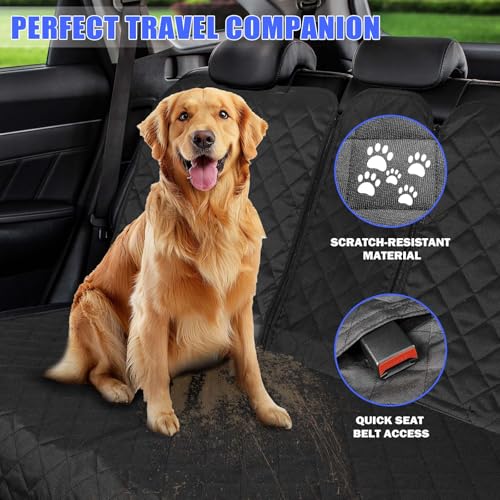 Dog Car Seat Cover for Back Seat (Standard - 53" W / Black)