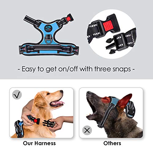 No Pull Dog Harnesses for Small Dogs Reflective Adjustable (Small / Blue)