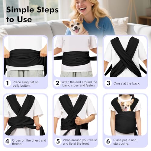 Pet Sling Carrier for Small Dogs and Cats (A-Black)
