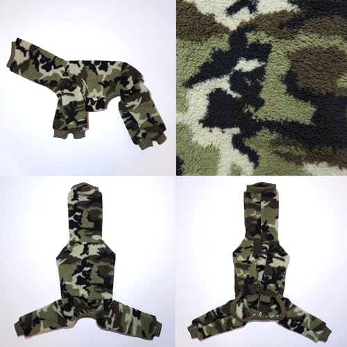 D Doggy Star Italian Greyhound Sweater Turtleneck Outfit Camo Warm Fleece Onesie Clothes Whippet for Dog Coat (XL / Flc Green Camo)
