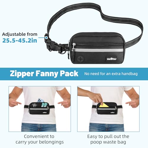 Hands Free Dog Leash with Pouch (Black/Blue / 1 Leash)