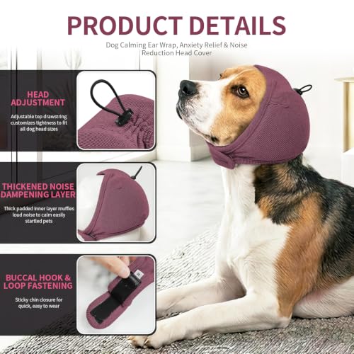 Dog Ear Cover Noise Protection (Large(Head Circle:18"-24") / Plum)