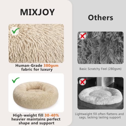 Orthopedic Dog Bed Comfortable Donut Cuddler Round Pet Beds Ultra Soft Washable Dog and Cat Cushion Bed (M(30’’x 30’’) / Ivory Beige)