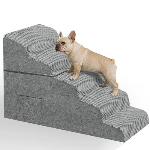 Dog Stairs for High Bed (Grey / 5-Step 22.8"H)