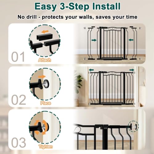 53.1" 62.5" Extra Wide Baby Gates for Doorways Pressure Mounted (Black / 53.1"-62.5")