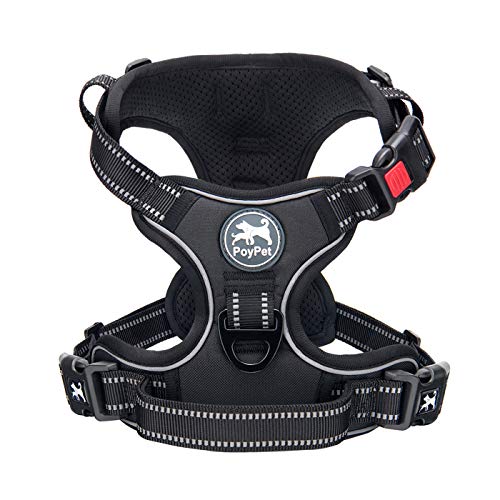 No Pull Dog Harness Small with Front Clip & Neck Release Buckle (S / Black)