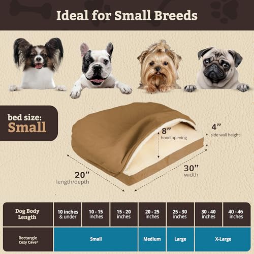 Rectangle Cozy Cave Dog Bed (Camel / Small)