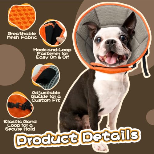 Soft Dog Recovery Cone Adjustable Stop Licking Wounds Orange M (Orange / M(Neck Girth:11.02"-14.17"))