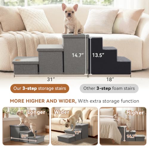 Dog Stairs with Storage (Grey Small no Condo / 3)