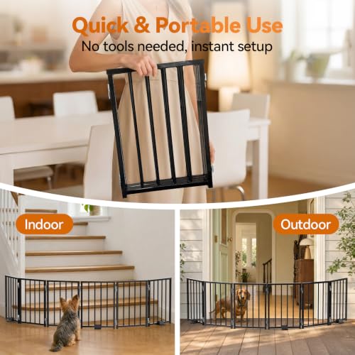 Small Dog Gate Indoor (Black / Up to 96" W, 16.5" H)