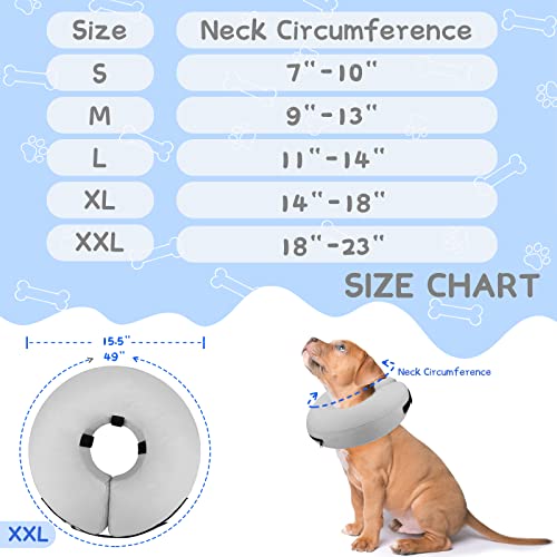 Inflatable Dog Cone Collar Alternative After Surgery (Solid Grey / XXL(Neck 18.5"-23.5"))