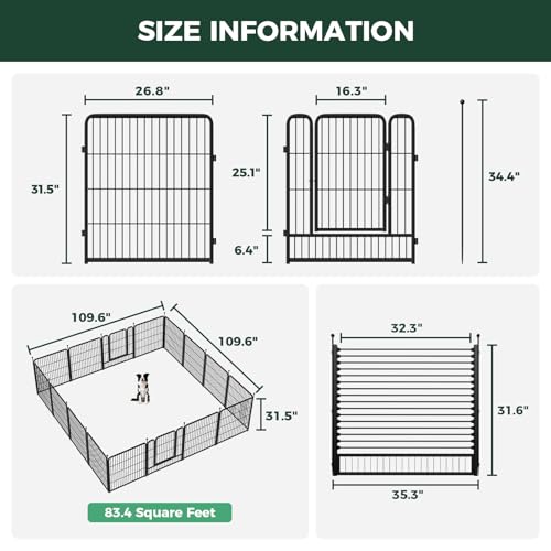 Rollick Dog Playpen with RV Step Grid (Black / 32"H)