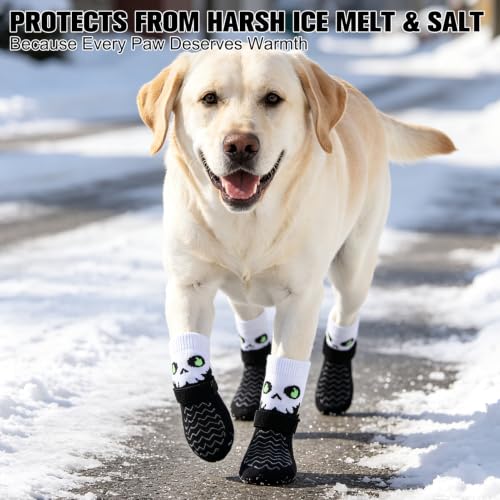 Anti Slip Dog Socks to Prevent Licking Paws for Hot Pavement (White & Black / Small)