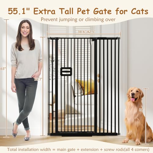55'' Extra Tall Cat Gate (55" Tall x 38.6 - 42.5" Wide)