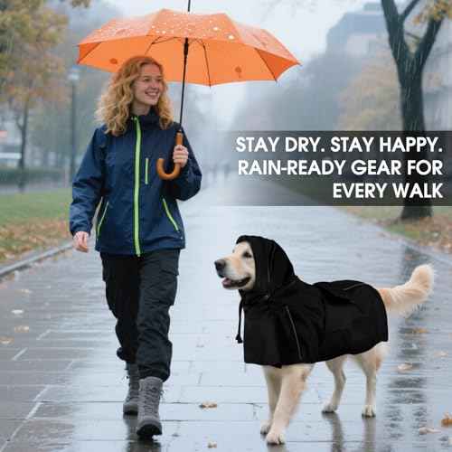 Dog Raincoat Waterproof Dog Rain Jacket with Hood (Yellow / Medium)