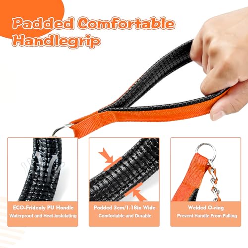 Metal Chain Dog Leash Chew Proof for Dogs (Orange / 6FT 3.0mm (Medium dogs))