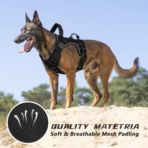 Black Tactical Dog Harness for Small Dogs (Black / Small: 15-30 lbs (Chest:20-26",Neck:15-18"))