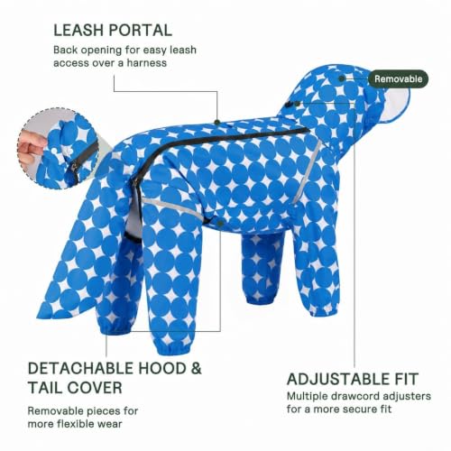 Polka Dot Dog Raincoat (Royal Blue / Medium)