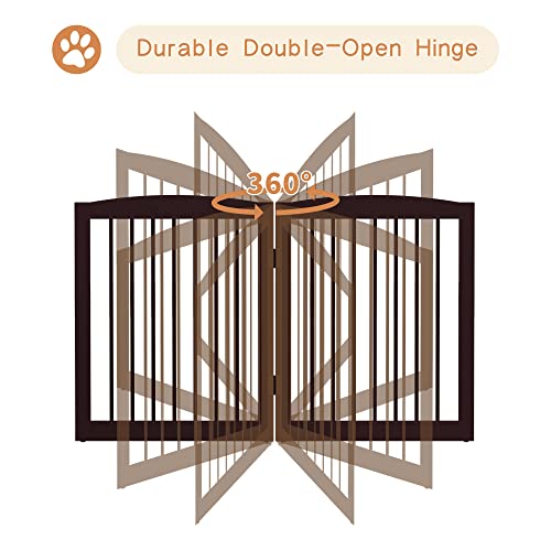 Freestanding Pet Gate for Dogs (24" Height-4 Panel / Dark Brown)
