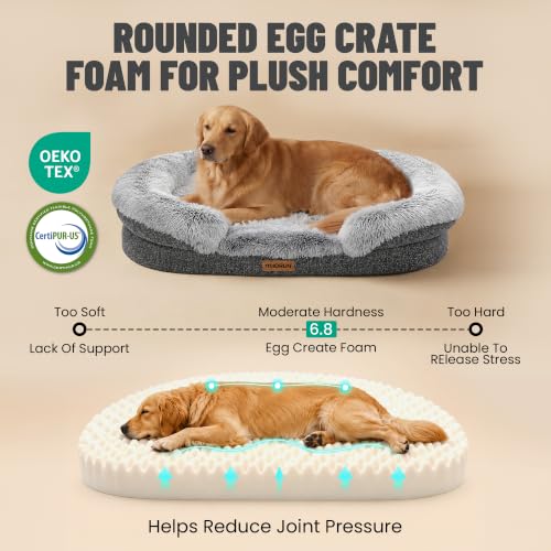 Fluffy Orthopedic Dog Beds Large Sized Dog (Charcoal Gray / M(36", UP to 50lbs))