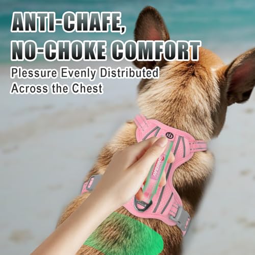 Dog Harness for Small Sized Dog No Pull Dog Vest ID Tag Pocket (Baby Pink / Small)
