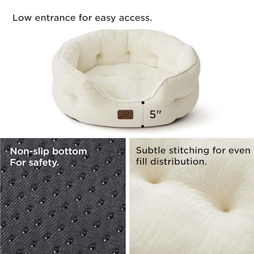 Small Dog Bed Washable (25"L x 21"W x 8"Th / Ivory)