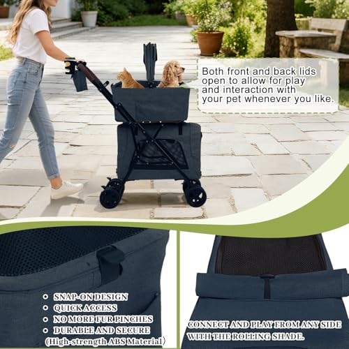 Dog Stroller with Detachable Carriers (Double-Blue)