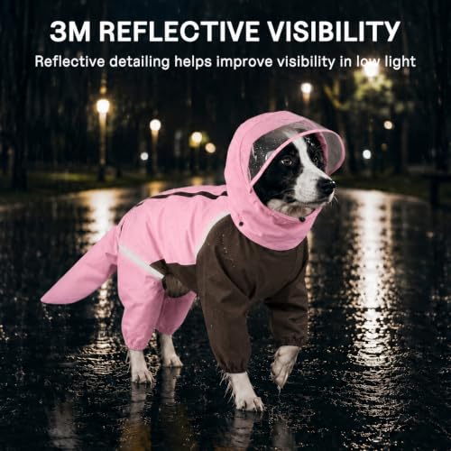 Full Body Dog Raincoat with Detachable Hood (Cherry Blossom Pink / X-Large)