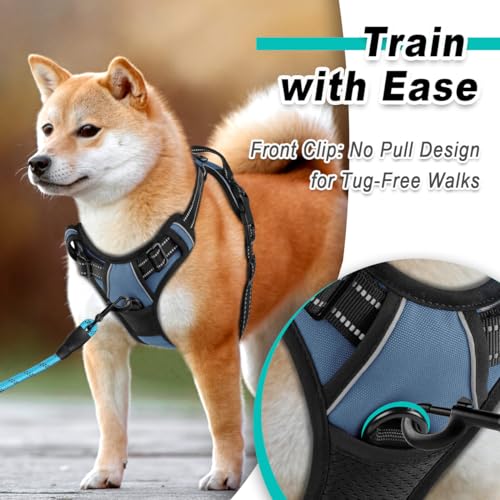 Dog Harness for Large Dog No Pull 2 Leash Clips Dog Vest (Large / Navy)
