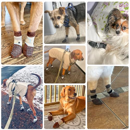 Dog Socks to Prevent Licking Paws for Hot (Reflective Camouflage Green / M(Pack of 4))