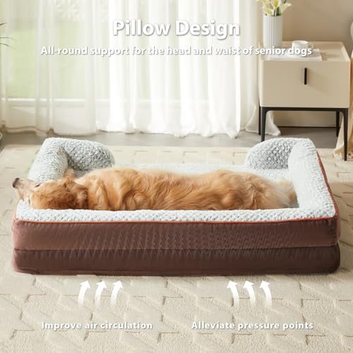 Washable Orthopedic Dog Bed (Coffee / 36"L x 27"W x 6.5"Th)