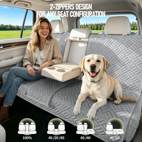 Dog Car Seat Cover for Back Seat (Grey / Large-56"W)