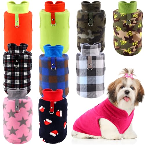 10 Pack Large Dog Sweater Fleece Pet Dog Plaid Clothes Winter (L / Bright)
