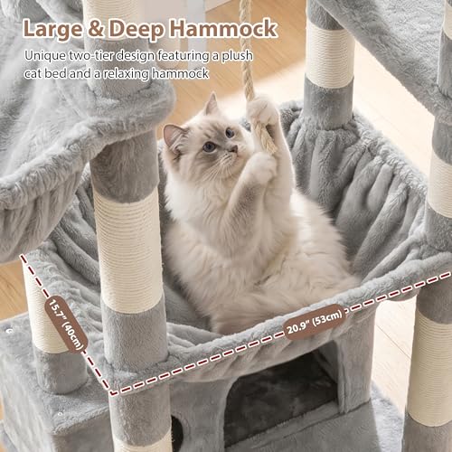 Cat Tree 74" Tower for Large Cats (74 inch / Light gray)