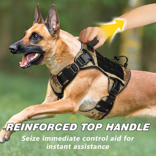 Tactical Dog Harness for Large Dogs (Camo / X-Large: 70-120 lbs (Chest:29-39",Neck:21-26"))