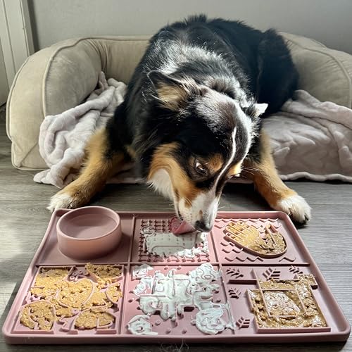 Dog Lick Mat Large 11.2 x 16.7 in Slow Feeder with Strong Suction (Pink)