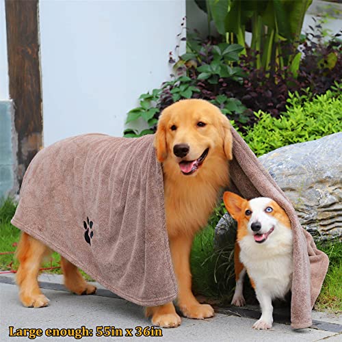 Extra Large Dog Towels for Drying Dogs (Brown / XL-55" * 36")