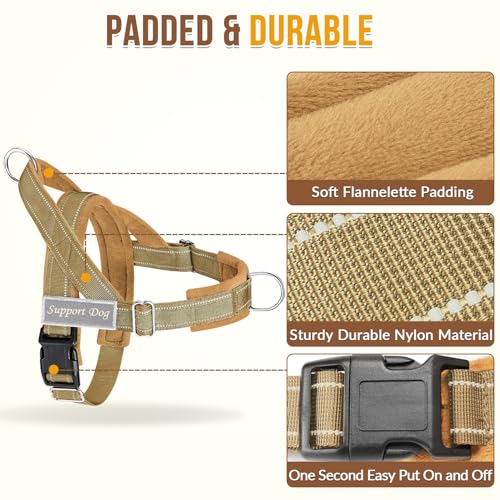 No Pull Dog Harness and Leash Set (Tan / Medium)