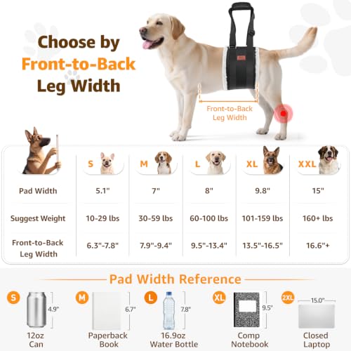 Adjustable Dog Sling for Large Dogs Hind Leg Support Weak Legs Mobility Aid (Grey & Grey / Large)