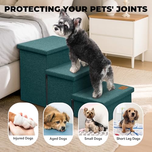 Dog Stairs with Storage (Dark Green No Condo / 3)