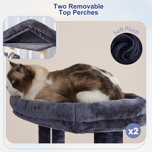 80.7'' Tall Cat Tree Tower for Indoor Cats 20 lbs+ (80.7'' / Smoky gray)