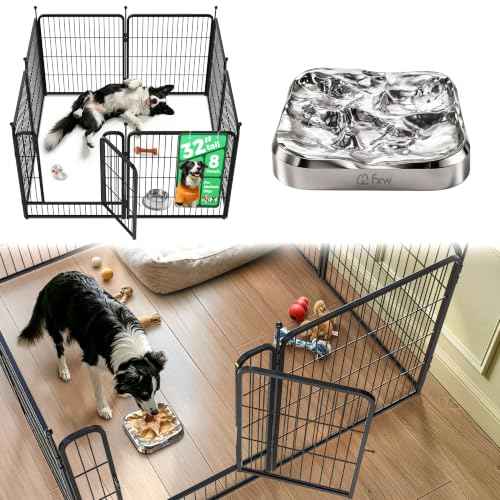 Rollick Dog Playpen with Stainless Steel Lick Mat (Black / 32"H)