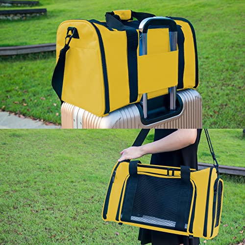 Soft Sided Carrier for Small Medium Cats Dogs (17.0"L x 11.0"W x 11.0"H / Yellow)