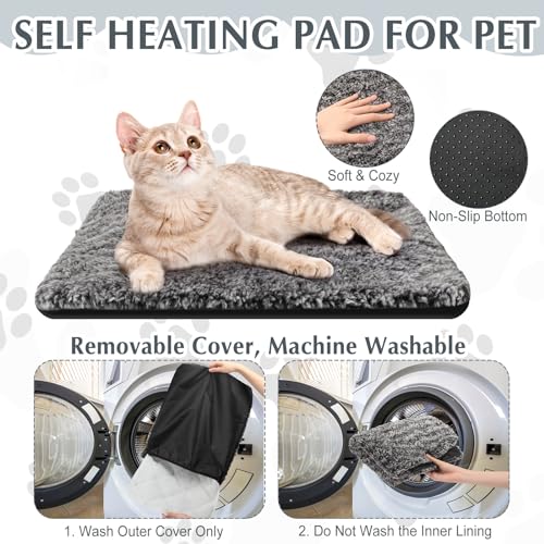 4 Pack Self Warming Cat Mat for Pets (18 x 24 Inch / Gray)