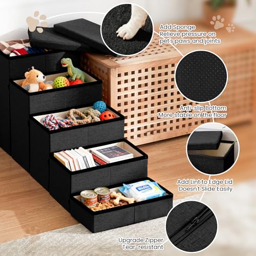 Dog Stairs for High Bed (Black / 48" X 17" X 22" H)